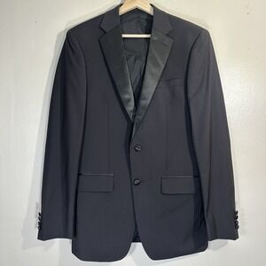 Calvin Klein Men's 38L Wool Slim Fit Men's Suit Jacket Black Wedding Formal